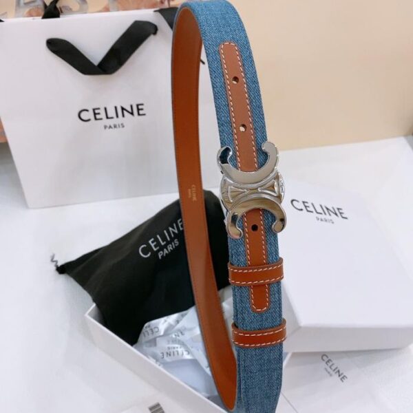 repliche,replica,perfette,siti di,affidabili,migliori siti,dove comprare,1:1,scarpe da ginnastica Cintura in denim media Celine TRIOMPHE TAURILLON Cintura in denim in pelle 2,5 cm (BU8XP)
