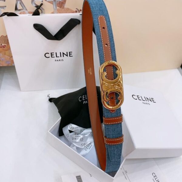 repliche,replica,perfette,siti di,affidabili,migliori siti,dove comprare,1:1,scarpe da ginnastica Cintura in denim media Celine TRIOMPHE TAURILLON Cintura in denim in pelle 2,5 cm (ELEV2)