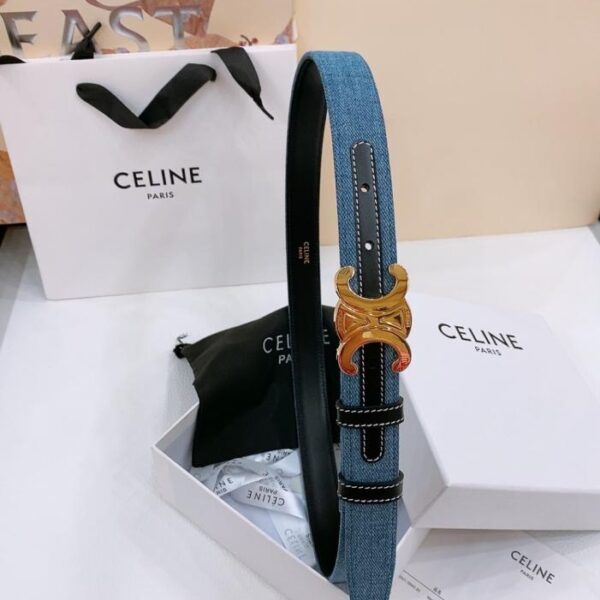 repliche,replica,perfette,siti di,affidabili,migliori siti,dove comprare,1:1,scarpe da ginnastica Cintura in denim media Celine TRIOMPHE TAURILLON Cintura in denim in pelle 2,5 cm (FL00B)