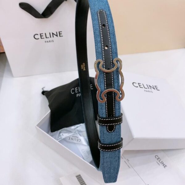 repliche,replica,perfette,siti di,affidabili,migliori siti,dove comprare,1:1,scarpe da ginnastica Cintura in denim media Celine TRIOMPHE TAURILLON Cintura in denim in pelle 2,5 cm (HCHH3)