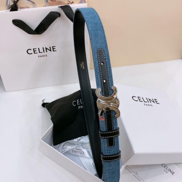 repliche,replica,perfette,siti di,affidabili,migliori siti,dove comprare,1:1,scarpe da ginnastica Cintura in denim media Celine TRIOMPHE TAURILLON Cintura in denim in pelle 2,5 cm (Q15J4)
