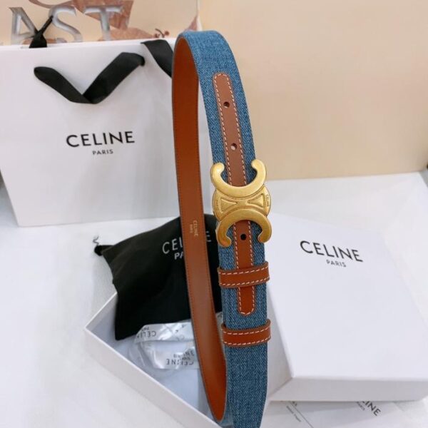 repliche,replica,perfette,siti di,affidabili,migliori siti,dove comprare,1:1,scarpe da ginnastica Cintura in denim media Celine TRIOMPHE TAURILLON Cintura in denim in pelle 2,5 cm (SH5CW)