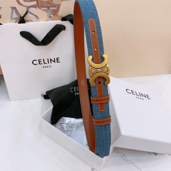 repliche,replica,perfette,siti di,affidabili,migliori siti,dove comprare,1:1,scarpe da ginnastica Cintura in denim media Celine TRIOMPHE TAURILLON Cintura in denim in pelle 2,5 cm (TWSVD)