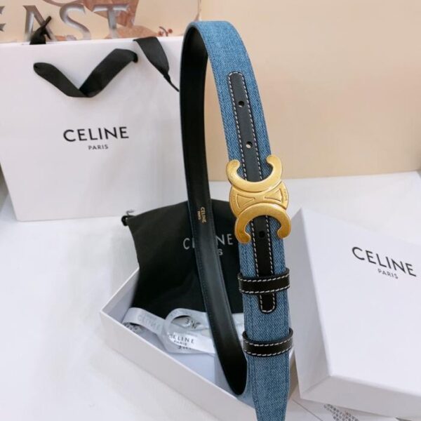 repliche,replica,perfette,siti di,affidabili,migliori siti,dove comprare,1:1,scarpe da ginnastica Cintura in denim medio Celine TRIOMPHE TAURILLON Cintura in denim in pelle 2,5 cm (ZZOC1)