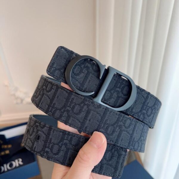 DIOR Pelle originale francese Oblique panno nero vacchetta nera 3,5 cm (QSHHS)
