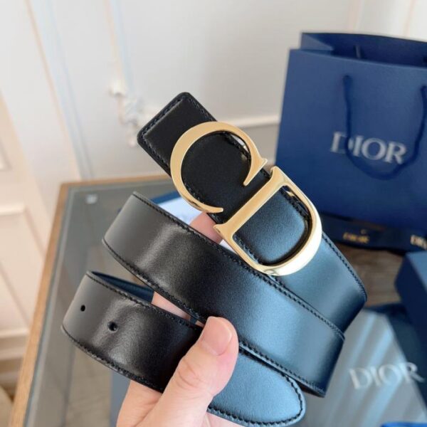 DIOR in pelle originale francese, nero brillante, interamente in pelle, 3,5 cm (CQFT7)