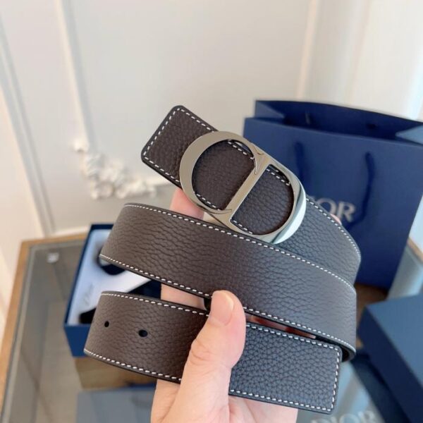 DIOR originale francese in pelle caffè nero pelle intera 3,5 cm (CWKHT)