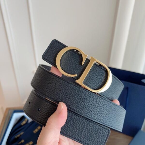 DIOR originale francese in pelle nera caffè, interamente in pelle 3,5 cm (FY93O)