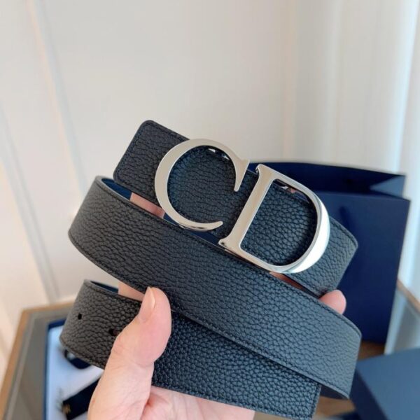 DIOR in pelle originale francese nera blu in pelle piena 3,5 cm (5PUTH)