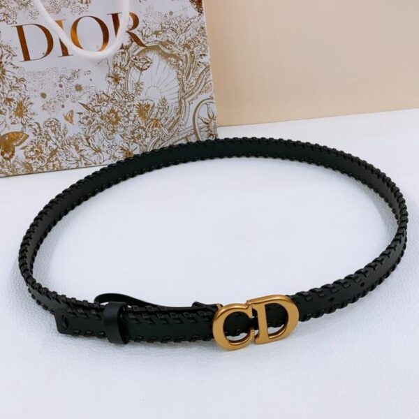 Cintura Dior Saddle Belt Montaigne Star CD in pelle liscia nera da 20 mm (0CAC4)