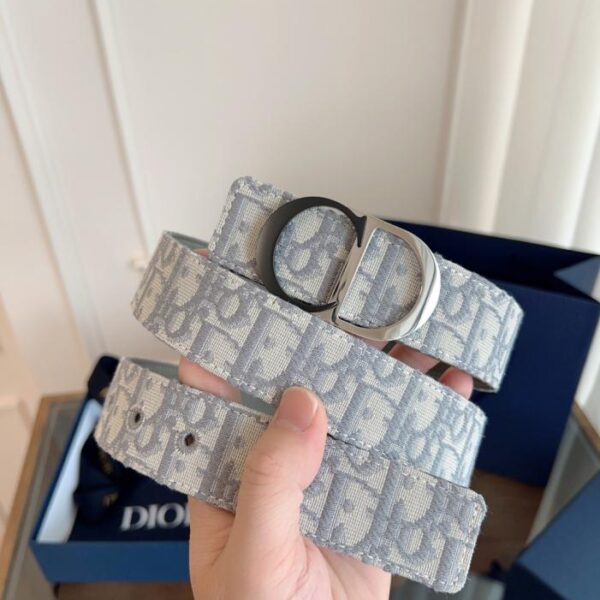 DIOR Enhanced Edition Pelle originale francese Tessuto grigio obliquo Pelle di vacchetta nera 3,5 cm (51KYQ)