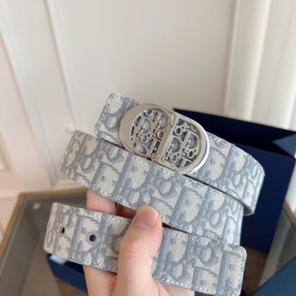 DIOR Enhanced Edition Pelle originale francese Tessuto grigio obliquo Pelle di vacchetta nera 3,5 cm (KDL4E)