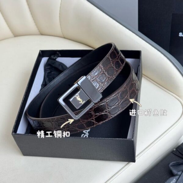 repliche,replica,perfette,siti di,affidabili,migliori siti,dove comprare,1:1,scarpe da ginnastica Cintura da donna Saint Laurent con fibbia galvanizzata oro autentico, realizzata in Italia, 3,0 cm (9S73P)
