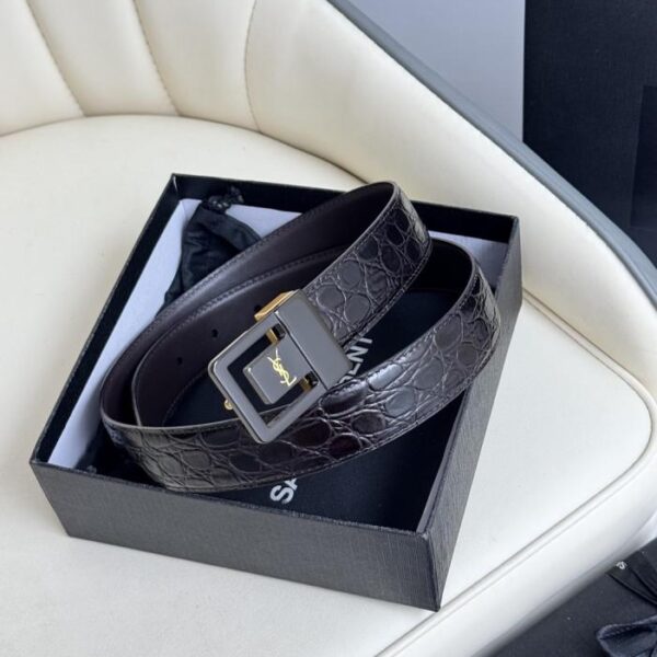 repliche,replica,perfette,siti di,affidabili,migliori siti,dove comprare,1:1,scarpe da ginnastica Cintura da donna Saint Laurent con fibbia galvanizzata oro autentico, realizzata in Italia, 3,0 cm (AW2PZ)