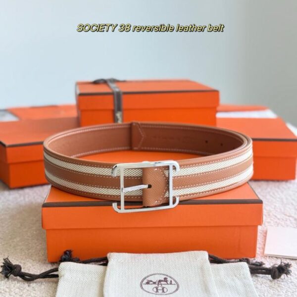 repliche,replica,perfette,siti di,affidabili,migliori siti,dove comprare,1:1,scarpe da ginnastica Cintura reversibile SOCIETY 38 in pelle di vitello Epsom e tela H (5GRS3)
