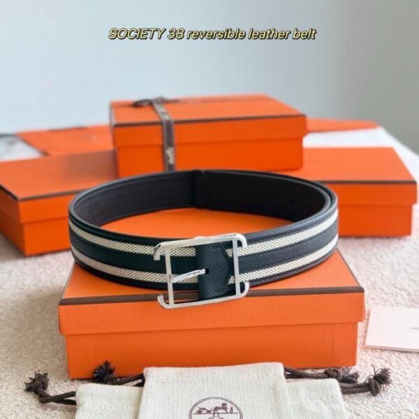 repliche,replica,perfette,siti di,affidabili,migliori siti,dove comprare,1:1,scarpe da ginnastica Cintura reversibile SOCIETY 38 in pelle di vitello Epsom e tela H double face (R7N7R)