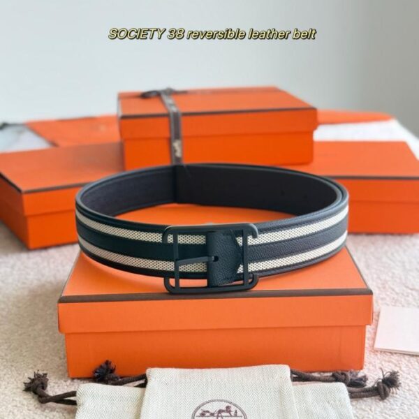 repliche,replica,perfette,siti di,affidabili,migliori siti,dove comprare,1:1,scarpe da ginnastica Cintura reversibile SOCIETY 38 in pelle di vitello Epsom e tela H double face (W4PP0)