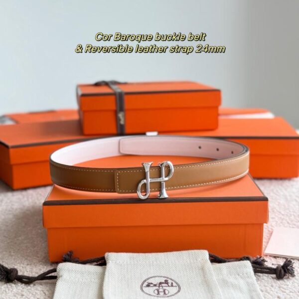 repliche,replica,perfette,siti di,affidabili,migliori siti,dove comprare,1:1,scarpe da ginnastica Cintura da donna Hermes con nuovi elementi decorativi in stile barocco Cor e pelle Epsom importata, larghezza 24 mm (TC9LF)