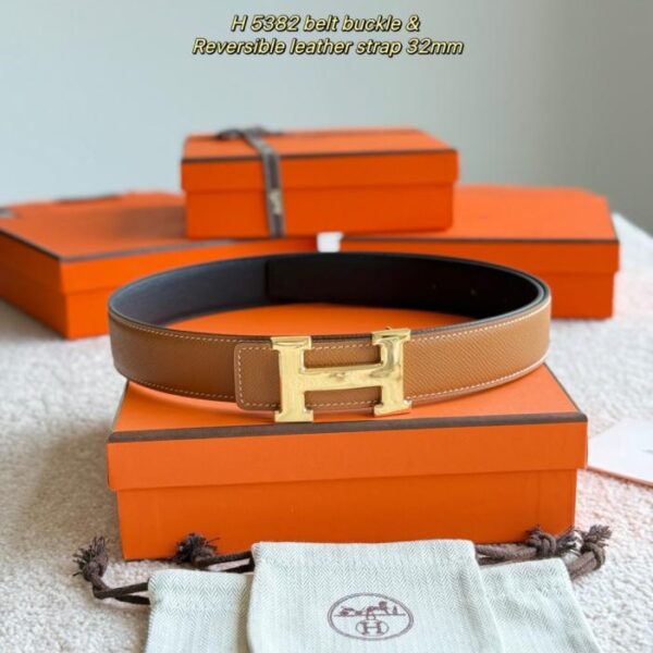 Cintura da uomo Hermes in pelle Epsom importata da 32 mm (IARKV)