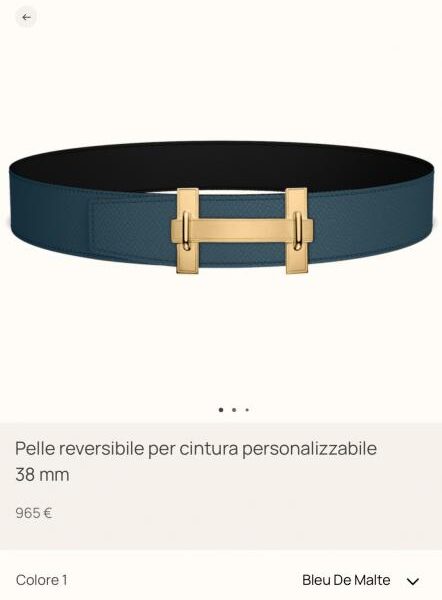 Cintura da uomo Hermes JUMPING Premium Hardware con pelle Epsom importata, larghezza 38 mm, colore nero + blu di Prussia (KULD1)