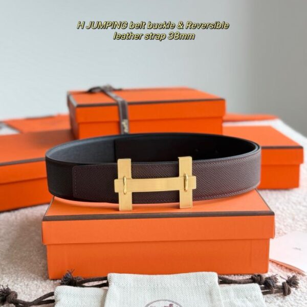 repliche,replica,perfette,siti di,affidabili,migliori siti,dove comprare,1:1,scarpe da ginnastica Cintura da uomo Hermes JUMPING Premium Hardware con pelle Epsom importata, nera + rosso sella, larghezza 38 mm (XNDV5)