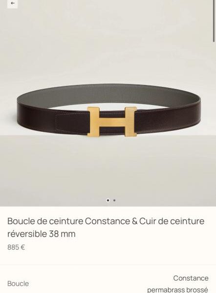 Constance Hardware, cintura da uomo in pelle Togo importata (Cumulonimbus Gray), larghezza 38 mm (DMVHW)