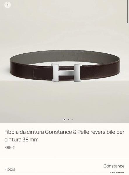 Cintura da uomo Constance Boutique Hardware con pelle Togo importata (Cumulonimbus Gray) da 38 mm di larghezza (V3J00)