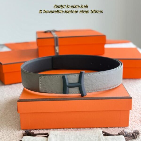 Cintura da uomo SCRIPT Premium Hardware con pelle Epsom importata, nera + grigio cumulonembo, 38 mm (D6D5I)