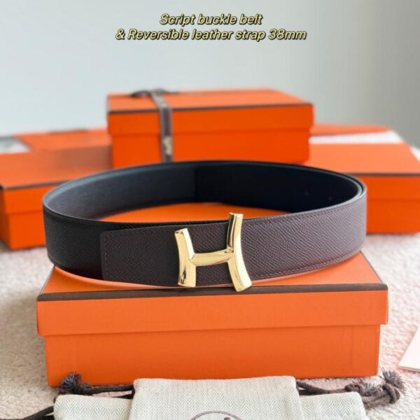 Cintura da uomo SCRIPT Premium Hardware con pelle Epsom importata, nera + rosso sella, larghezza 38 mm (M2AN0)