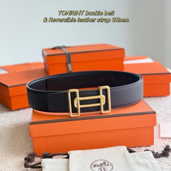 Cintura da uomo TONIGHT boutique in pelle Togo importata (cioccolato), larghezza 38 mm (KWAJ5)