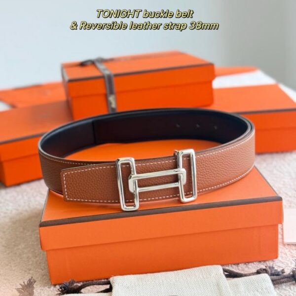 Cintura da uomo TONIGHT boutique in pelle Togo importata (marrone dorato), larghezza 38 mm (N5ROQ)