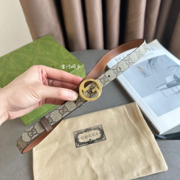 repliche,replica,perfette,siti di,affidabili,migliori siti,dove comprare,1:1,scarpe da ginnastica GUCCI ultima novità in tela beige scuro, pelle, 2,0 cm, nuova fibbia doppia G grande (6LR3I)