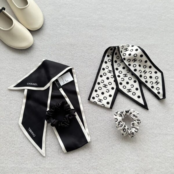 (Cerchietto per capelli + nastro) Set due pezzi con sciarpa piccola in seta Chanel High Edition, 1 set/borsa semplice (7O0Z7)