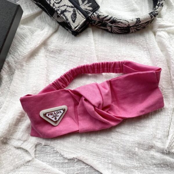 Fascia per capelli Prada in cotone e lino, rosa pesca e giallo senape, 1 pezzo per confezione (FSX8T)