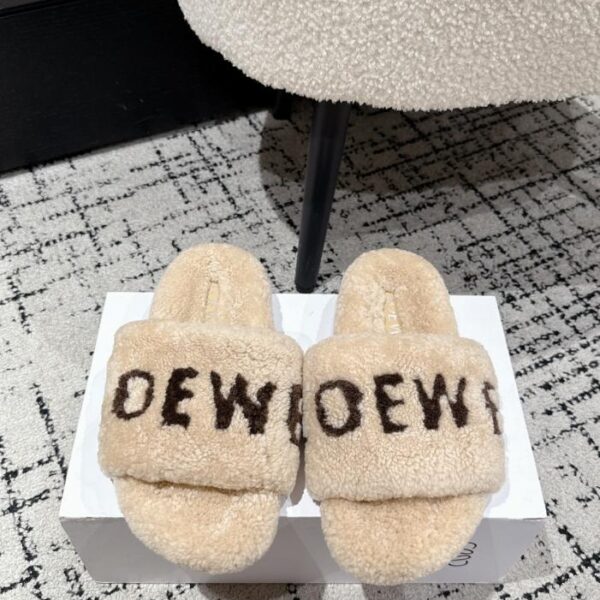 Le ultime pantofole in pelliccia con lettere autunnali e invernali di Loewe (APGAN)