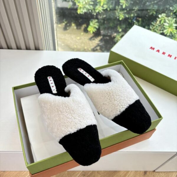 G026 Marni Autunno/Inverno Nuove pantofole pelose color block (LNRYM)