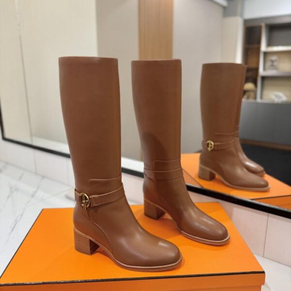 repliche,replica,perfette,siti di,affidabili,migliori siti,dove comprare,1:1,scarpe da ginnastica Stivali da cavaliere Hermes Justine in pelle di vitello con punta tonda e maniche di alta qualità (BOFZS)