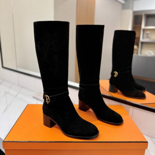 repliche,replica,perfette,siti di,affidabili,migliori siti,dove comprare,1:1,scarpe da ginnastica Stivali da cavaliere con punta tonda e maniche in pelle di vitello Justine di Hermes, modello high-end hot girl (S5EN7)
