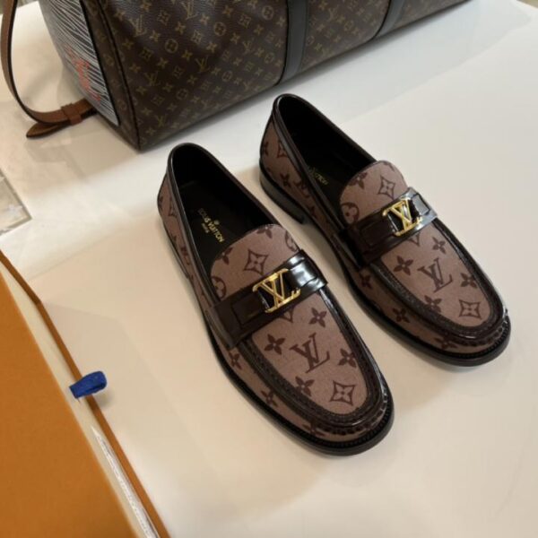 Mocassini LV Slip-On in pelle, pelle di vacchetta importata, tessuto stampato, suola in vera pelle (4HFCE)