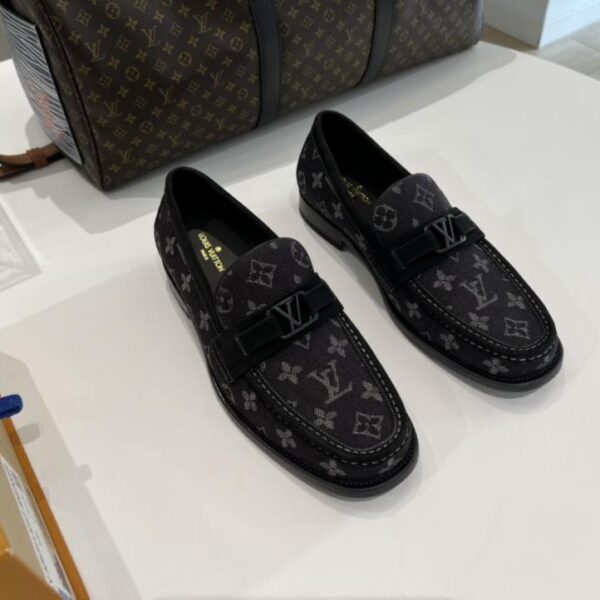 Mocassini LV Slip-On in pelle, pelle di vacchetta importata, tessuto stampato, suola in vera pelle (75KAS)