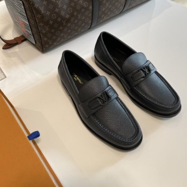 Mocassini LV Slip-On in pelle, pelle di vacchetta importata, tessuto stampato, suola in vera pelle (MJ2TZ)