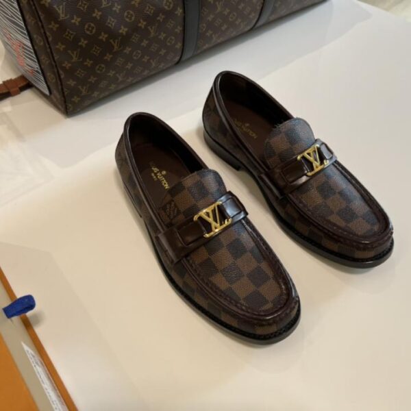 Mocassini LV Slip-On in pelle, pelle di vacchetta importata, tessuto stampato, suola in vera pelle (QPVR0)
