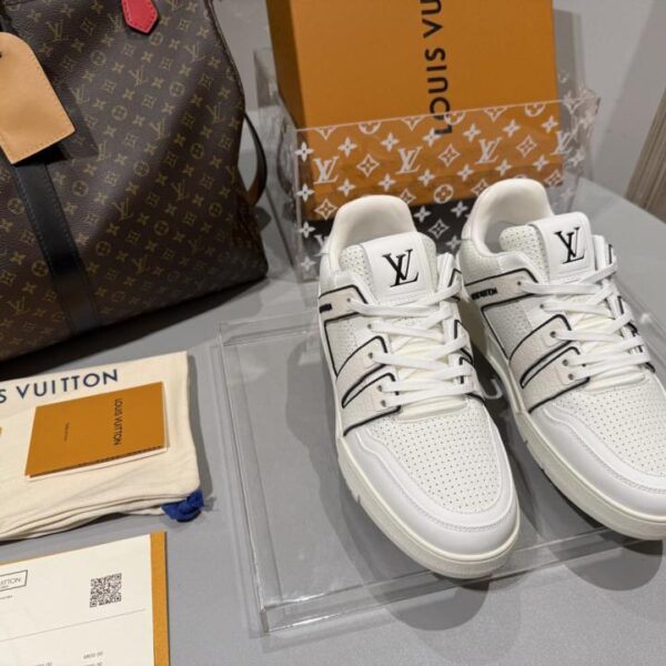 Sneakers casual traspiranti LV Trainer, di prima qualità, in pelle di ultima generazione con grande logo a forma di asino (9DCAX)