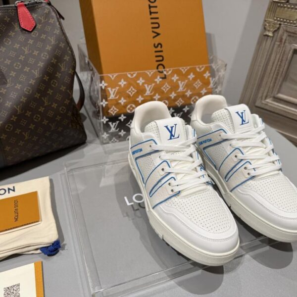 Sneakers casual traspiranti LV Trainer, di alta qualità, in pelle di ultima generazione con grande logo a forma di asino (E73QQ)