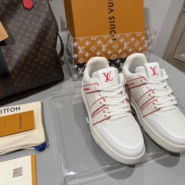 Sneakers casual traspiranti LV Trainer, di prima qualità, in pelle di ultima generazione con grande logo a forma di asino (G10SR)