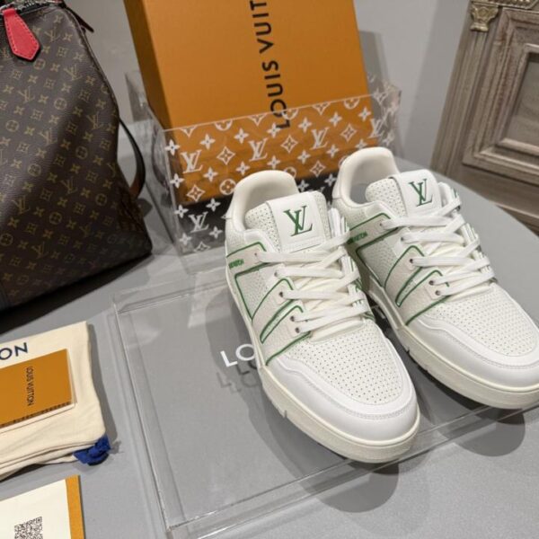 Sneakers casual traspiranti LV Trainer, di alta qualità, in pelle bovina di ultima generazione con grande logo a forma di asino (NXBS7)