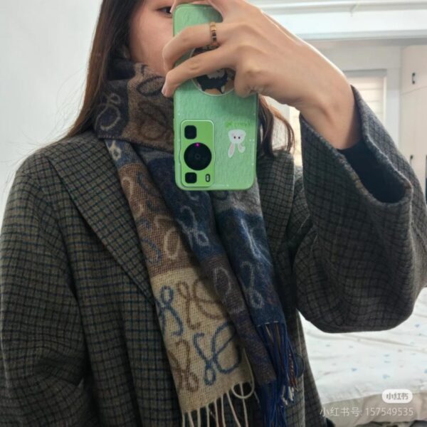 Sciarpa unisex in jacquard a scacchi Loewe (DDQMZ)