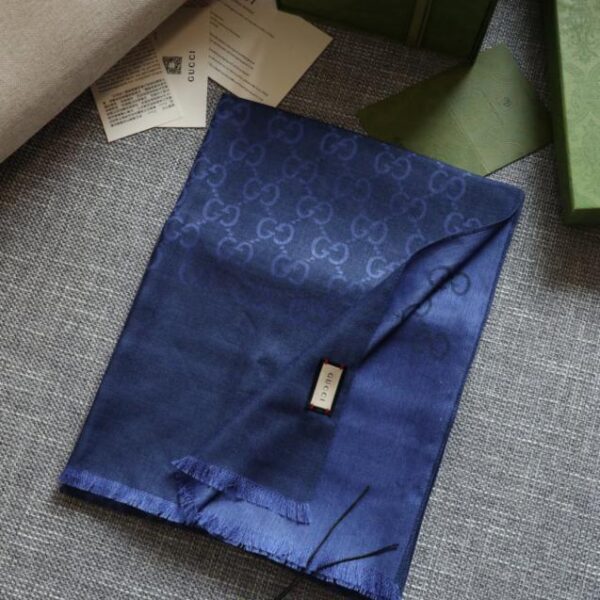 Sciarpa lunga GG, elegante sciarpa lunga in seta e cashmere jacquard bicolore (6QTR6)