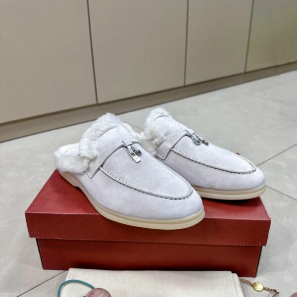 repliche,replica,perfette,siti di,affidabili,migliori siti,dove comprare,1:1,scarpe da ginnastica Pantofole pesanti in lana Loro Piana autunno e inverno grigie e bianche (45JI1)