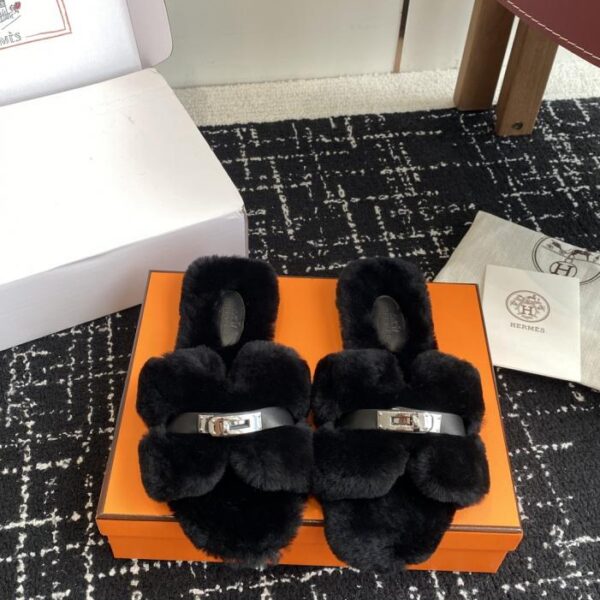 Pantofole Hermes Teddy Fur di alta qualità, morbide e comode, in lana di agnello (40 41, realizzate su ordinazione, nessun reso o cambio) (7UU74)